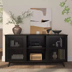 Plank+Beam Mobile TV/Credenza in Legno Massello Mid-Century Moderno con 2 Ante, 59" per Soggiorno