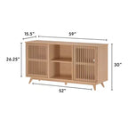 Plank+Beam Mobile TV/Credenza in Legno Massello Mid-Century Moderno con 2 Ante, 59" per Soggiorno