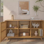 Plank+Beam Mobile TV/Credenza in Legno Massello Mid-Century Moderno con 2 Ante, 59" per Soggiorno