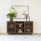Plank+Beam Mobile TV/Credenza in Legno Massello Mid-Century Moderno con 2 Ante, 59" per Soggiorno