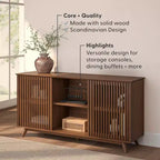 Plank+Beam Mobile TV/Credenza in Legno Massello Mid-Century Moderno con 2 Ante, 59" per Soggiorno