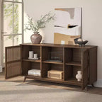 Plank+Beam Mobile TV/Credenza in Legno Massello Mid-Century Moderno con 2 Ante, 59" per Soggiorno