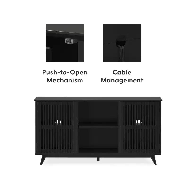Plank+Beam Mobile TV/Credenza in Legno Massello Mid-Century Moderno con 2 Ante, 59" per Soggiorno