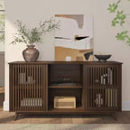Plank+Beam Mobile TV/Credenza in Legno Massello Mid-Century Moderno con 2 Ante, 59" per Soggiorno