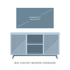 Plank+Beam Mobile TV/Credenza in Legno Massello Mid-Century Moderno con 2 Ante, 59" per Soggiorno