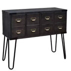 eHemco Antique Metal Legs Storage Console Table with 8 Drawers
