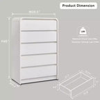 Cassettiera a 5 cassetti SinCiDo per camera da letto, cassettiere e comò moderni alti 114 cm