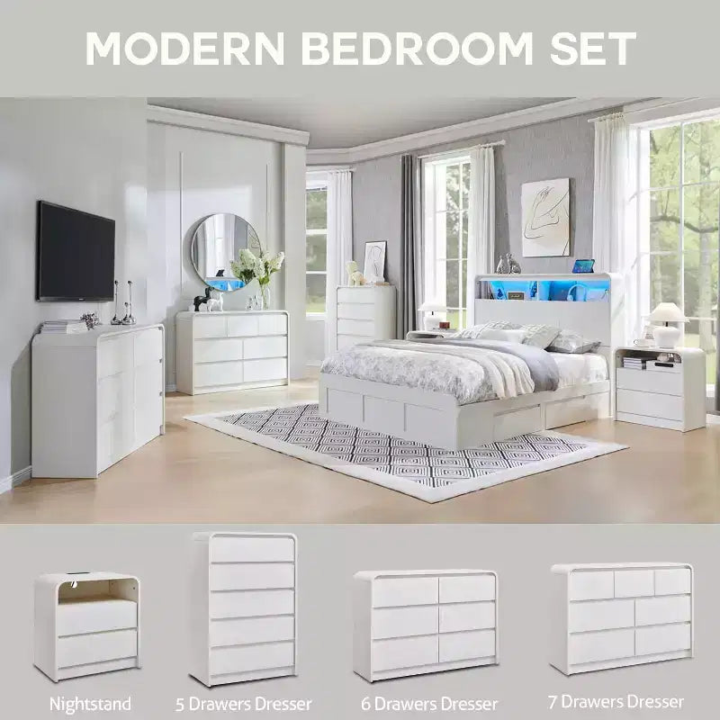 Cassettiera a 5 cassetti SinCiDo per camera da letto, cassettiere e comò moderni alti 114 cm