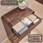 Cassettiera a 5 cassetti SinCiDo per camera da letto, cassettiere e comò moderni alti 114 cm