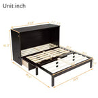 Letto a Scomparsa Whisen Queen Murphy con Stazione di Ricarica - Design in Legno di Pino e Rattan, Soluzione Salvaspazio Pieghevole