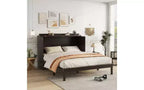 Letto a Scomparsa Whisen Queen Murphy con Stazione di Ricarica - Design in Legno di Pino e Rattan, Soluzione Salvaspazio Pieghevole