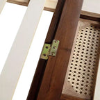 Letto a Scomparsa Whisen Queen Murphy con Stazione di Ricarica - Design in Legno di Pino e Rattan, Soluzione Salvaspazio Pieghevole