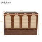 Letto a Scomparsa Whisen Queen Murphy con Stazione di Ricarica - Design in Legno di Pino e Rattan, Soluzione Salvaspazio Pieghevole