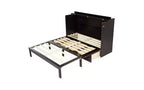 Letto a Scomparsa Whisen Queen Murphy con Stazione di Ricarica - Design in Legno di Pino e Rattan, Soluzione Salvaspazio Pieghevole