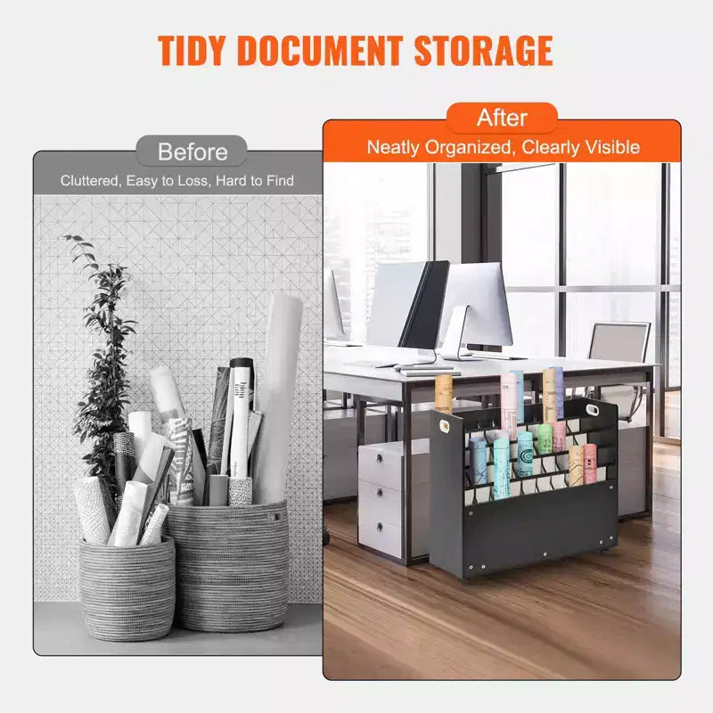 VEVOR Portaprogetti, Mobile Portadisegni con 50 Scomparti, Carrello Organizer in Legno per Planimetrie Mappe e Poster