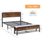 Letto matrimoniale con contenitore a ottoman, testiera, robusto supporto in metallo, angoli arrotondati sicuri, non necessita di rete a molle, elegante