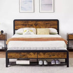 Letto matrimoniale con contenitore a ottoman, testiera, robusto supporto in metallo, angoli arrotondati sicuri, non necessita di rete a molle, elegante