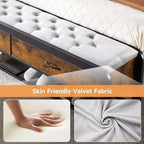 Letto matrimoniale con contenitore a ottoman, testiera, robusto supporto in metallo, angoli arrotondati sicuri, non necessita di rete a molle, elegante