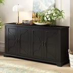 American Country Style Wooden Buffet Sideboard with Pine Legs & Metal Handles, Storage Cabinet with Unique Design for Living Room - ModernLuxe
