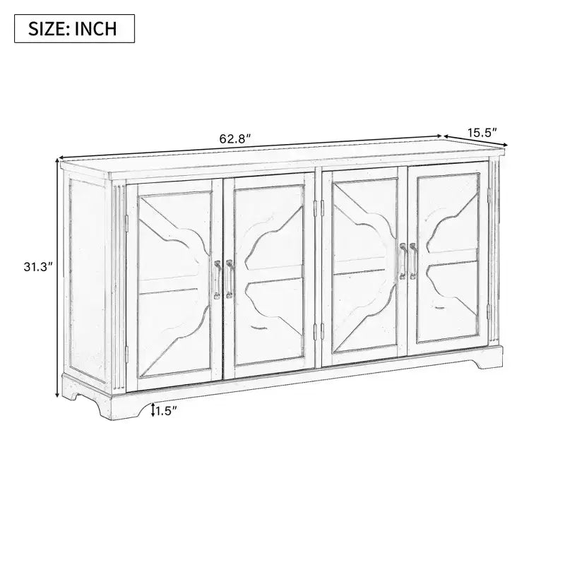 Madia/Credenza in Legno Stile Country Americano con Gambe in Pino e Maniglie in Metallo, Mobile Contenitore dal Design Unico per Soggiorno - ModernLuxe