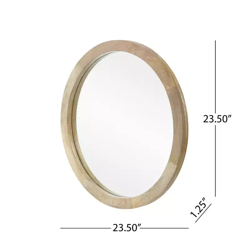 Christopher Knight Home Cheval Specchio da parete rotondo moderno fatto a mano in legno di mango, marrone