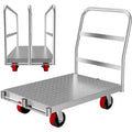 2-in-1 All Steel Heavy Duty Sheet Metal Trolley with 1 Front Handrail and 2 Side Handrails, 2000 lb Drywall Cart with Rubber Swivel Casters