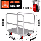Carrello per lastre in metallo 2 in 1 interamente in acciaio resistente con 1 maniglione anteriore e 2 maniglioni laterali, carrello per cartongesso da 900 kg con ruote girevoli in gomma