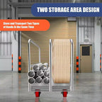 Carrello per lastre in metallo 2 in 1 interamente in acciaio resistente con 1 maniglione anteriore e 2 maniglioni laterali, carrello per cartongesso da 900 kg con ruote girevoli in gomma