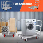 Carrello per lastre in metallo 2 in 1 interamente in acciaio resistente con 1 maniglione anteriore e 2 maniglioni laterali, carrello per cartongesso da 900 kg con ruote girevoli in gomma