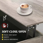 Tavolino da Caffè DEXYLLO 39 con Piano Sollevabile, Scomparto Nascosto, Cassetti Contenitori e Ripiano Contenitore per Soggiorno, Sala d'Attesa