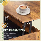 Tavolino da Caffè DEXYLLO 39 con Piano Sollevabile, Scomparto Nascosto, Cassetti Contenitori e Ripiano Contenitore per Soggiorno, Sala d'Attesa