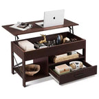 DEXYLLO Coffee Table 39 Lift Top Coffee Table with Hidden Compartment, Storage Drawers and Storage Shelf for Living Room, Reception Room