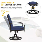 EROMMY Sedie da Pranzo da Esterno, Set da 2, Sedie Girevoli da Patio Resistenti con Schienale in Rattan Completo, Poltrona Girevole a Dondolo per Tutte le Stagioni per Giardino