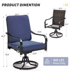 EROMMY Sedie da Pranzo da Esterno, Set da 2, Sedie Girevoli da Patio Resistenti con Schienale in Rattan Completo, Poltrona Girevole a Dondolo per Tutte le Stagioni per Giardino