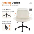Sedia da ufficio versatile e regolabile in tessuto, girevole, con sedile ampio imbottito e design senza braccioli con gambe incrociate