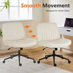 Sedia da ufficio versatile e regolabile in tessuto, girevole, con sedile ampio imbottito e design senza braccioli con gambe incrociate