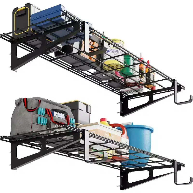 2 Pack Garage Wall Mounted Floating Storage Racks, Wall Mounted Garage Storage Racks, Shop, Carport, Garage