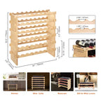 VEVOR Portabottiglie Modulare Impilabile per 48 Bottiglie, Scaffale in Legno di Bambù Massiccio a 6 Livelli, Espositore da Terra Indipendente, Colore Naturale