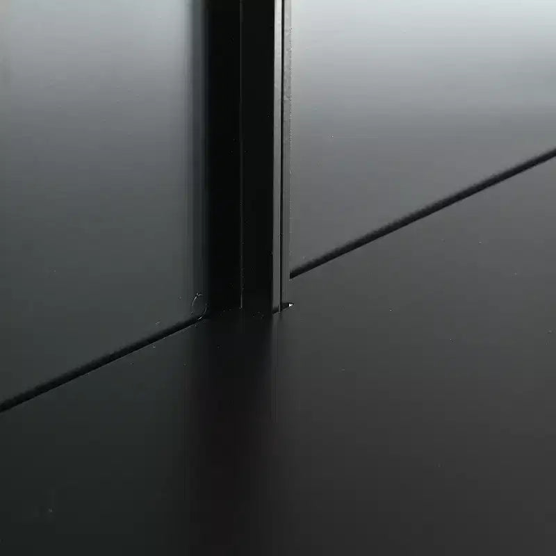 Vetrina da esposizione a LED con ante in vetro, armadio in acciaio con ripiani regolabili, organizer dispensa, nero-ModernLuxe