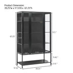 Vetrina da esposizione a LED con ante in vetro, armadio in acciaio con ripiani regolabili, organizer dispensa, nero-ModernLuxe
