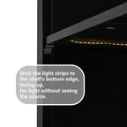 Vetrina da esposizione a LED con ante in vetro, armadio in acciaio con ripiani regolabili, organizer dispensa, nero-ModernLuxe