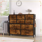 Clothes Dresser with 10 Drawers & Side Pockets  Vertical Storage Organizer, TV Stand