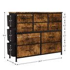 Cassettiera per vestiti con 10 cassetti e tasche laterali, Organizer portaoggetti verticale, Mobile TV