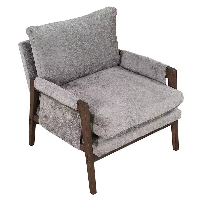 Poltrona d'Appoggio GDFStudio Forster in Legno Massello e Velluto con Gomma