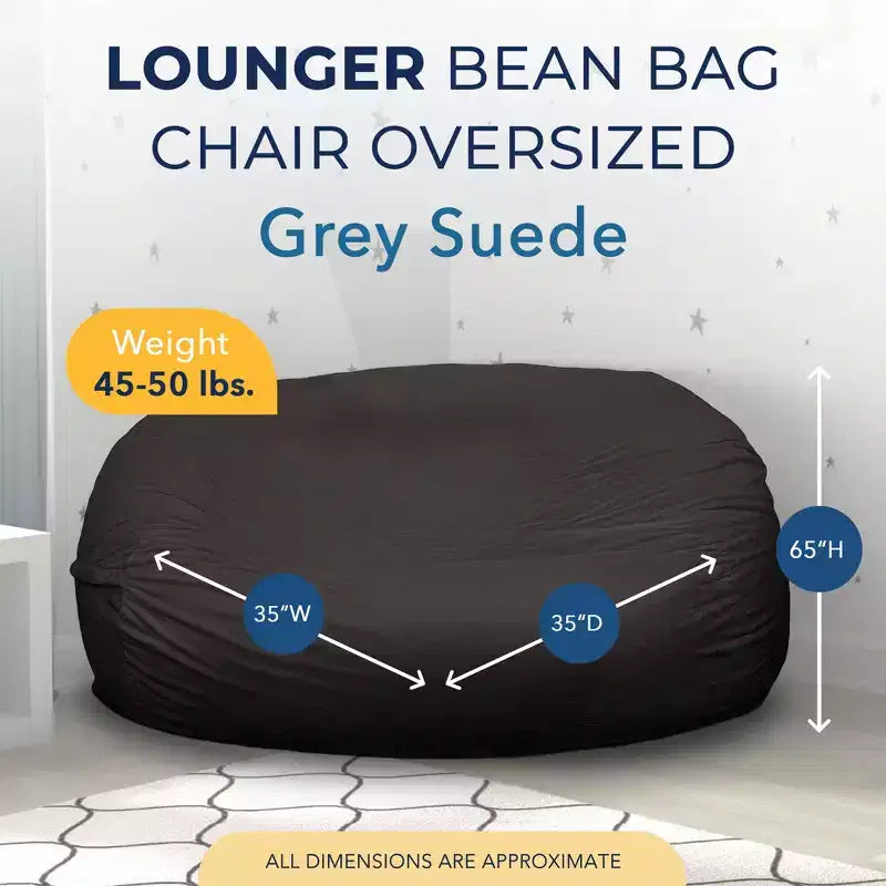 Poltrona a sacco Ultimate Sack Lounger, comoda poltrona per interni oversize, mobile gigante imbottito in schiuma per il relax, pelle scamosciata grigia