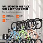 Portabiciclette VEVOR, 6 Posti Bici e 6 Ganci per Caschi, Supporto per Bici da Muro, Organizzatore per Casa e Garage
