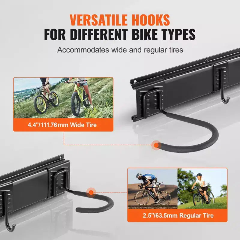 Portabiciclette VEVOR, 6 Posti Bici e 6 Ganci per Caschi, Supporto per Bici da Muro, Organizzatore per Casa e Garage