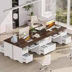 Scrivania da ufficio direzionale Bestier 59'' con cassetti, scrivania per computer con vassoio per tastiera, workstation da scrittura per ufficio e casa con ripiani aperti