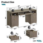 Scrivania da ufficio direzionale Bestier 59'' con cassetti, scrivania per computer con vassoio per tastiera, workstation da scrittura per ufficio e casa con ripiani aperti