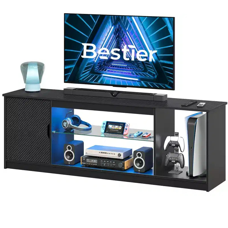 Mobile TV Bestier moderno per TV fino a 65 pollici, centro di intrattenimento gaming con ripiani regolabili per PS5 - 58 pollici